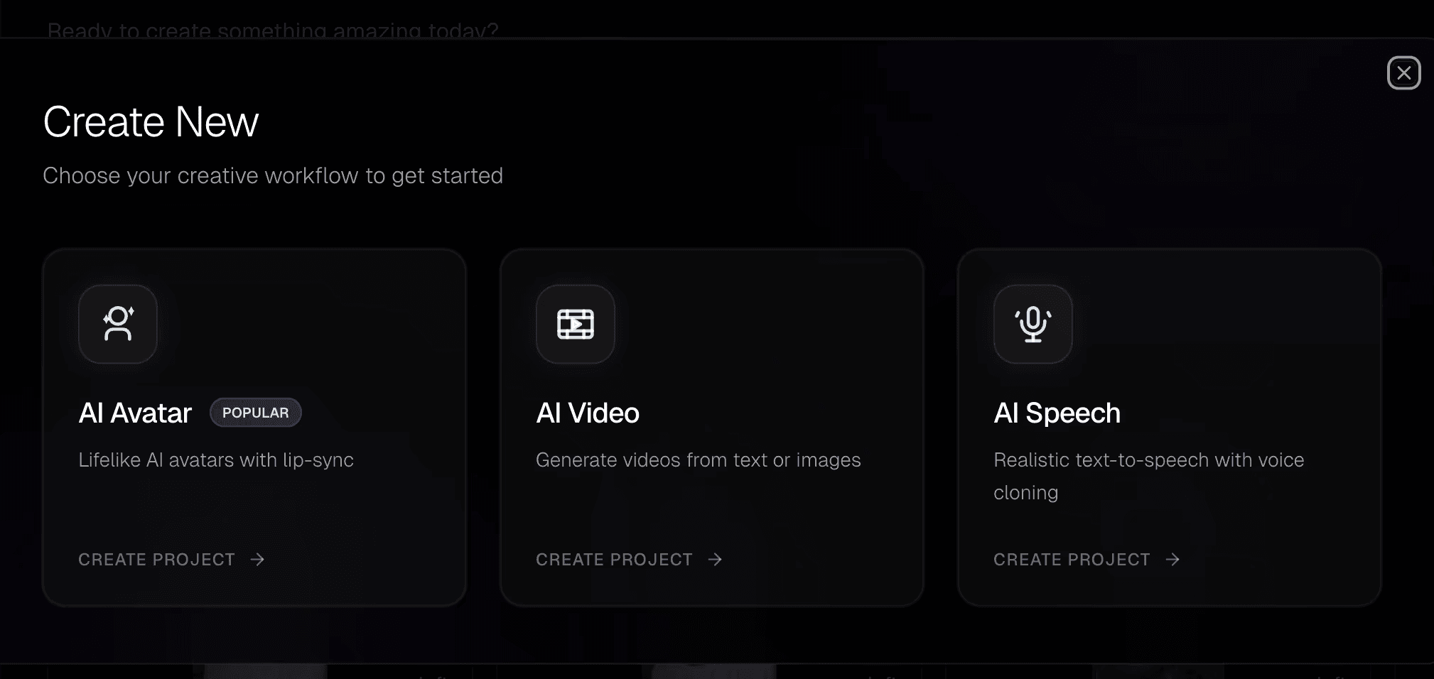 Liminal AI "create avatar" page